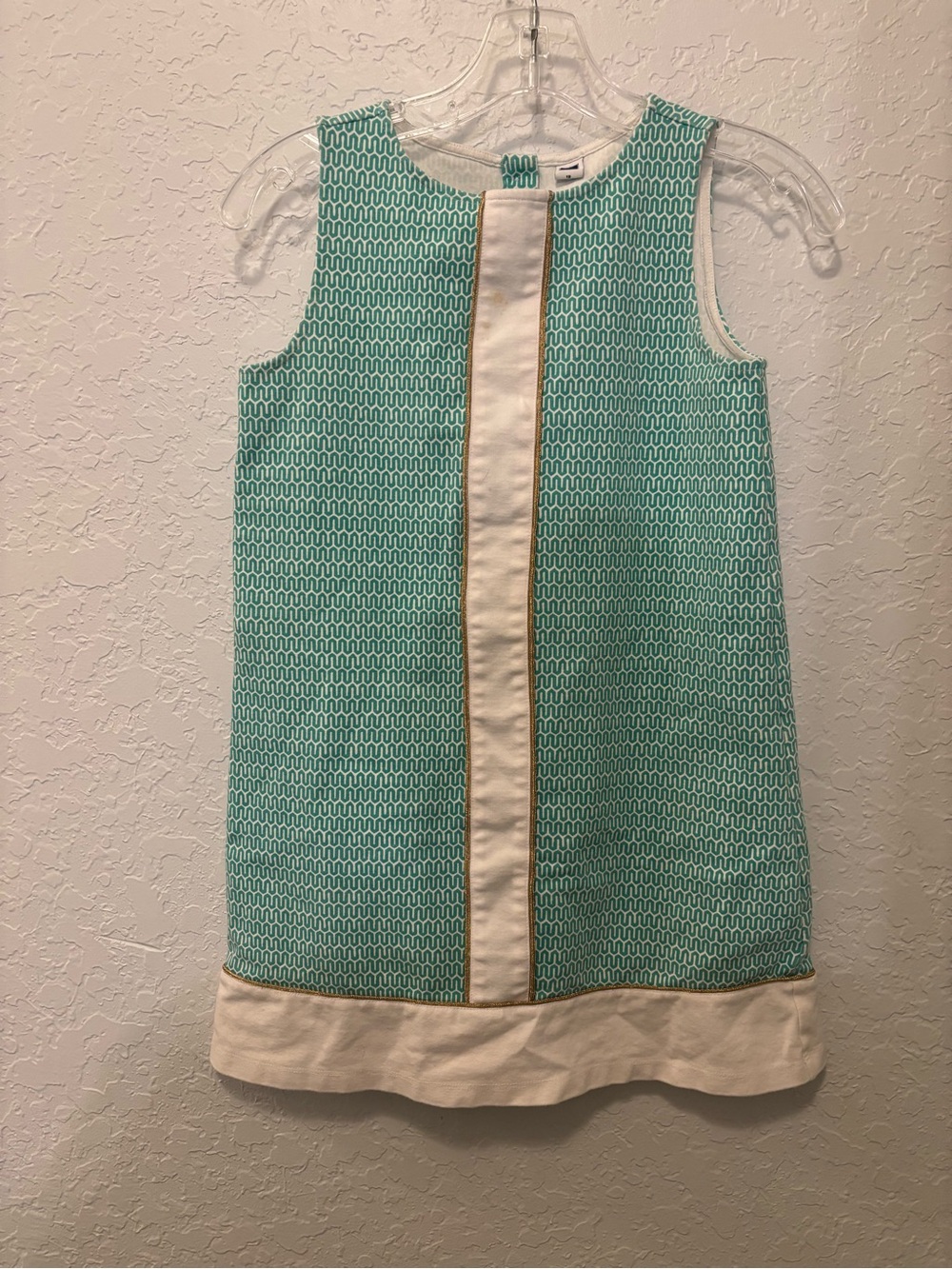 Janie and Jack Seafoam Green White Gold Prong Shift Dress size 12